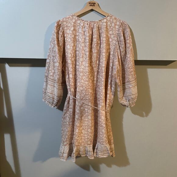 Cleobella Rosy Mini Dress SZ LARGE Tamil Block Print Peasant Bohemian $198 EUC - Picture 14 of 15